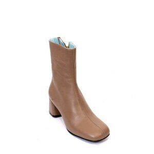 Maison Raro 5538 Beige Taupe Leather Ankle Heel Boots